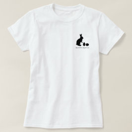 Camiseta Coelho Minimalista E Ovos Em Preto Feliz Páscoa