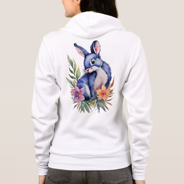 Camiseta Coelho na arte Floral Patch, Na moda Unisex zip up (Verso)