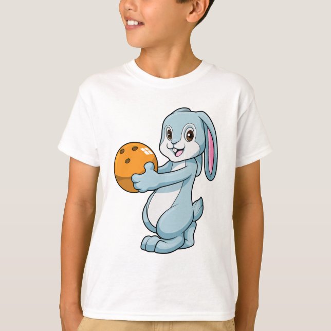 Camiseta Coelho na Boliche com Bola de boliche (Frente)