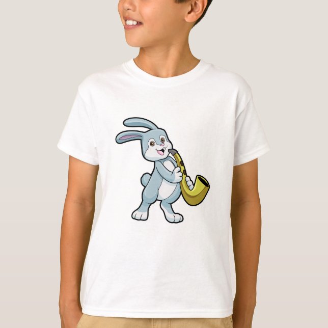 Camiseta Coelho na Música com Saxofone (Frente)