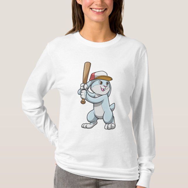 Camiseta Coelho no Baseball com Baco de Baseball (Frente)