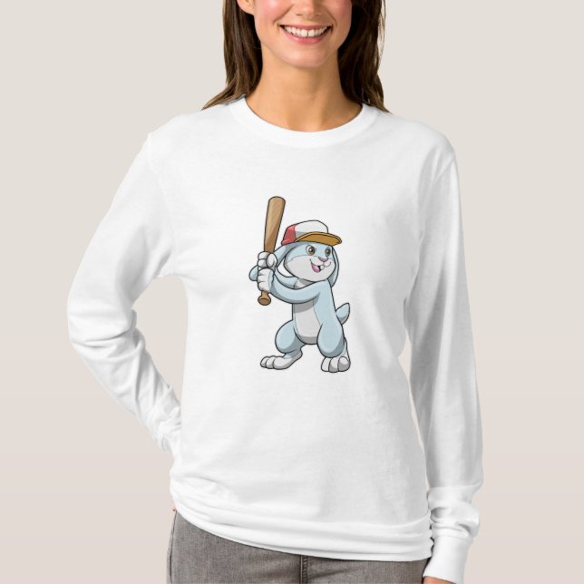 Camiseta Coelho no Baseball com Baco de Baseball (Frente)