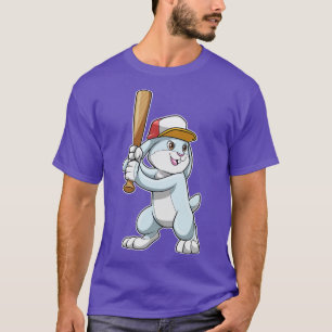 Camiseta Coelho no beisebol com taco de beisebol 2