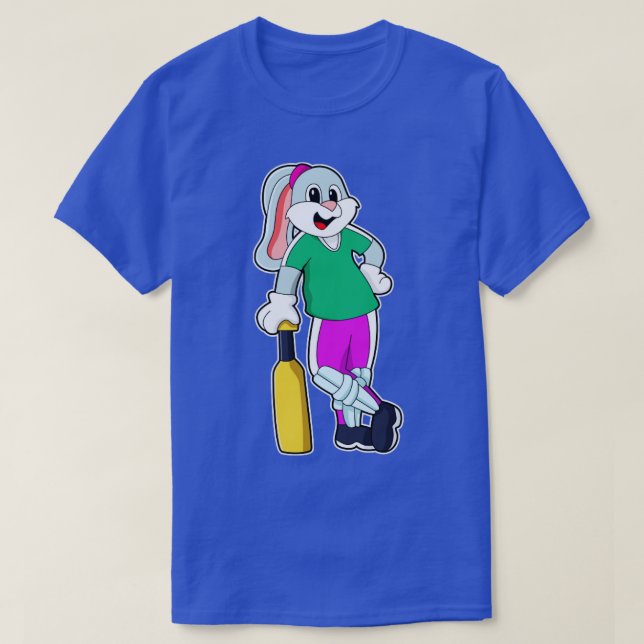 Camiseta Coelho no Cricket com morcego de Cricket (Frente do Design)