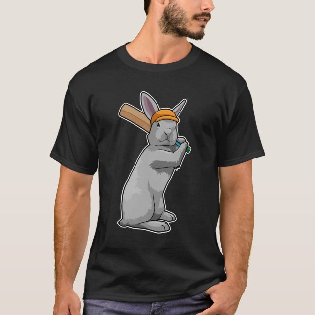Camiseta Coelho no Cricket com morcego de Cricket (Frente)