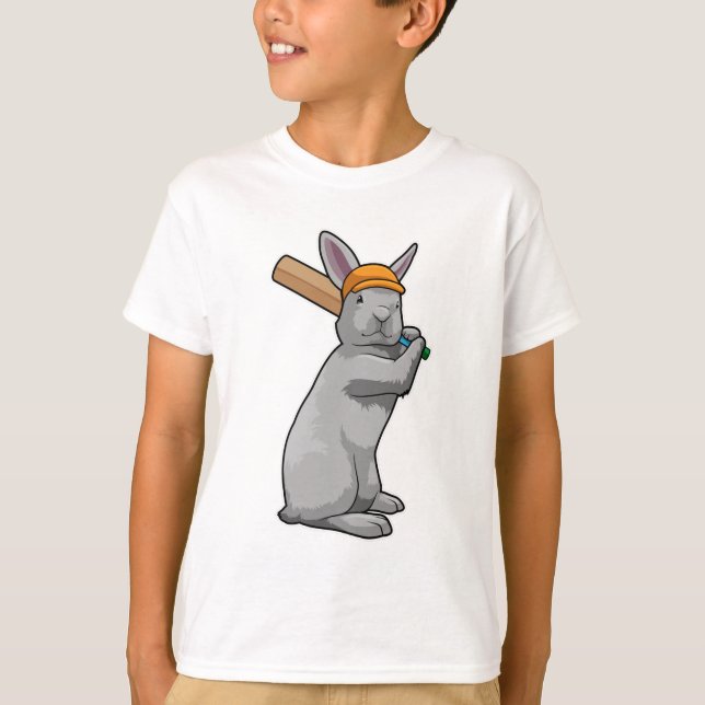 Camiseta Coelho no Cricket com morcego de Cricket (Frente)