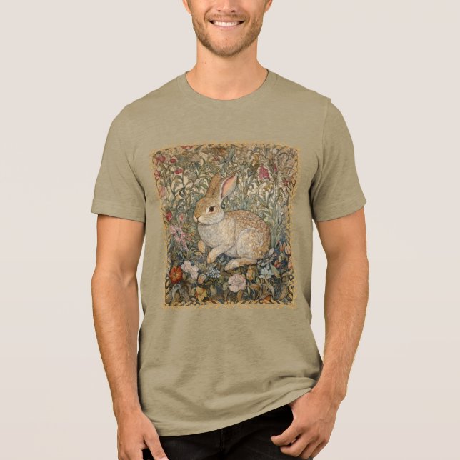 Camiseta Coelho num Jardim Inglês William Morris Style (Frente)