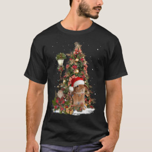 Camiseta Coelho Papai noel Árvore Luzes anãs Lop Dwarf Lop