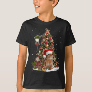 Camiseta Coelho Papai noel Árvore Luzes anãs Lop Dwarf Lop