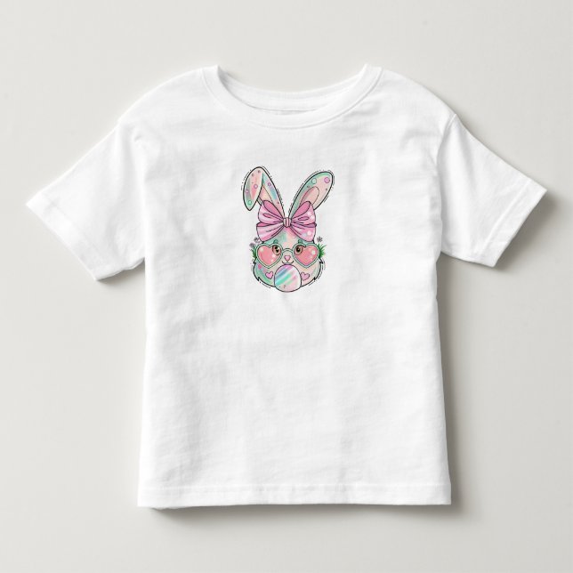 Camiseta Coelho Pastel com Óculos de Coração (Frente)