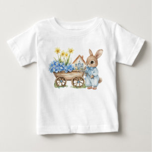 Camiseta Coelho Personalizado com Flores Azuis