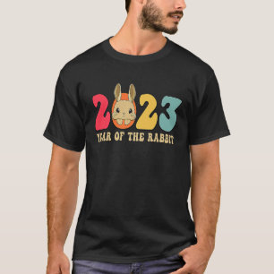 Camiseta Coelho Retro Zodiac Chinês Feliz ano novo 2023 Cu