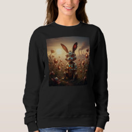 Camiseta Coelho Robô em Campo de Flores Steampunk