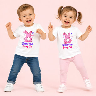 Camiseta Coelho Rosa Fofo Atrás de Sacuda o Seu Rabo de Coe