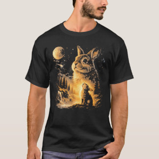Camiseta Coelho Uivando Para a Lua Vintage 90S Animal