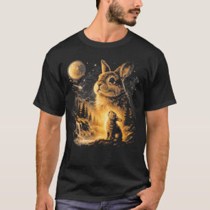 Camiseta Coelho Uivando Para a Lua Vintage Retro 90S Engraç