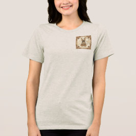 Camiseta Coelho Vintage, Coelho Fofo com Padrão de Flores 