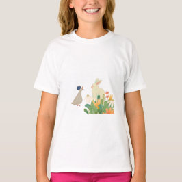 Camiseta Coelho Whimsical & Pássaro em Sangue - Primavera