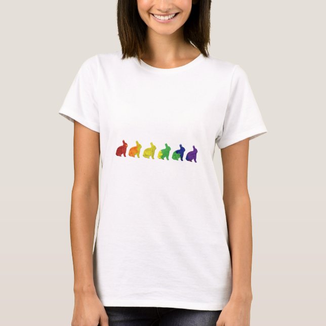 Camiseta Coelhos alegres & lésbicas do orgulho (Frente)