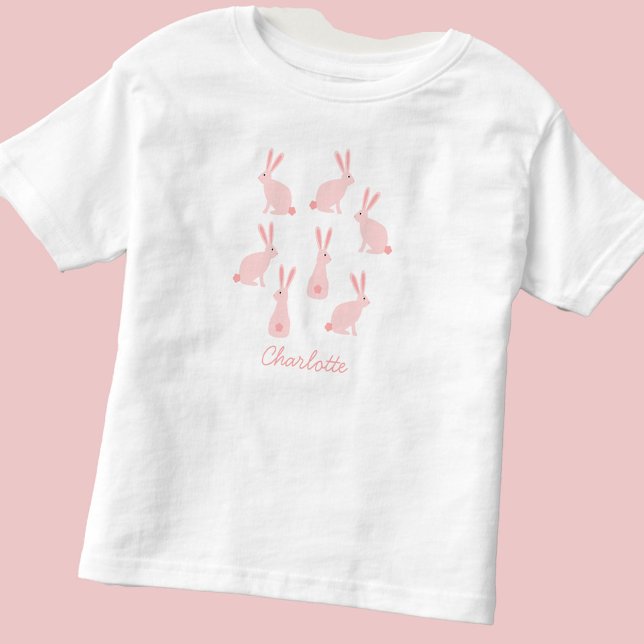 Camiseta Coelhos Coelhinhos Bonitos Rosa Personalizados (Cute bunny rabbit personalized t-shirt)