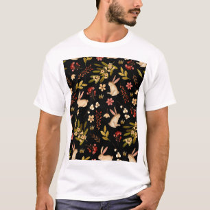 Camiseta Coelhos Cutos: Padrão Desenhado À Mão Da Aquarela