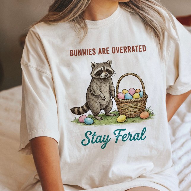 Camiseta Coelhos da Páscoa de Mapache Superestimados Fiquem (Criador carregado)
