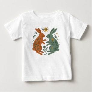 Camiseta Coelhos de Folha Nome Personalizado Unisex