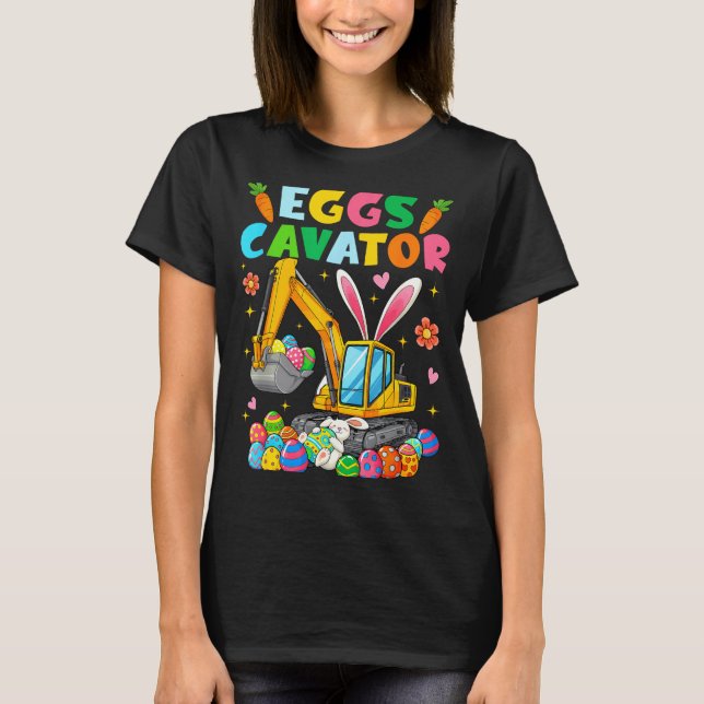 Camiseta Coelhos de Páscoa-escavadeira Bunny Rabbit Escavad (Frente)