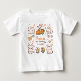 Camiseta Coelhos de Páscoa Fofos Festa de 1º Aniversário Ca
