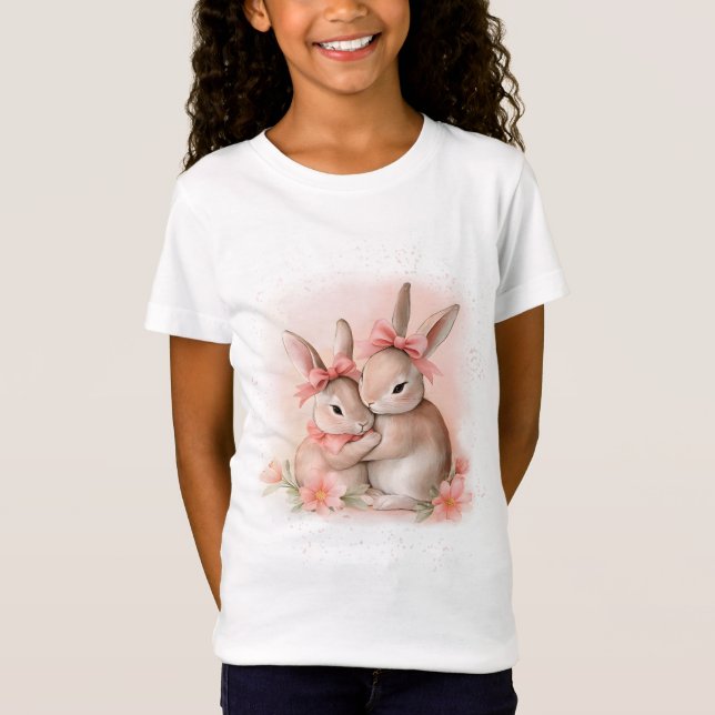 Camiseta Coelhos Fofos Se Abraçando (Frente)