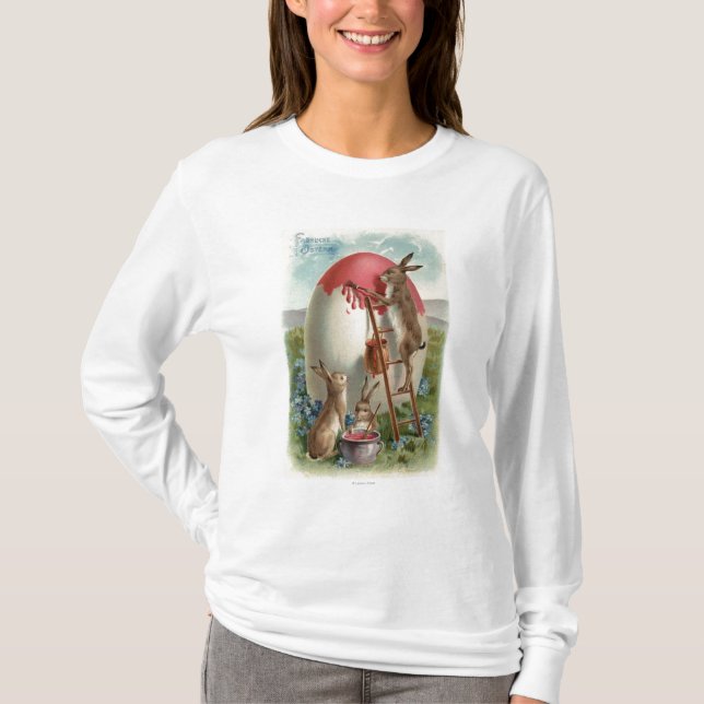 Camiseta Coelhos que pintam um ovo (Frente)