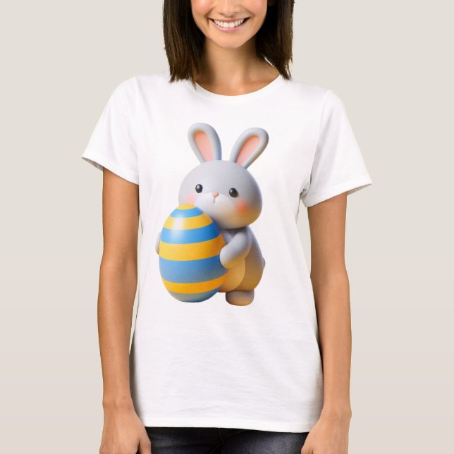 Camiseta Coelhos Whimsical em um Prado Colorido (Frente)