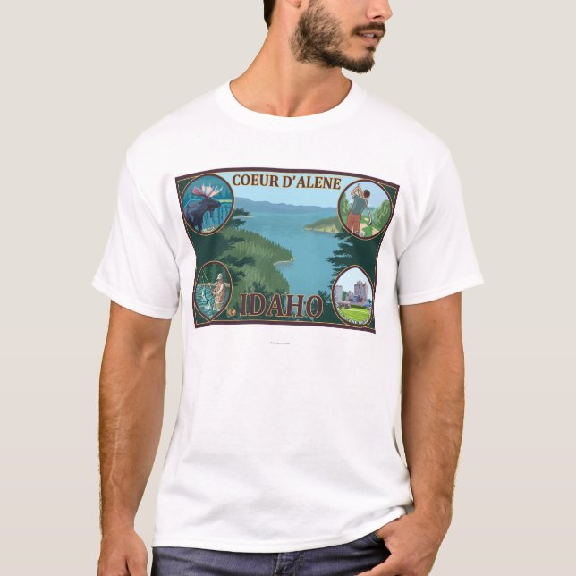 Camiseta Coeur D'Alene, poster de viagens de IdahoScenic (Frente)