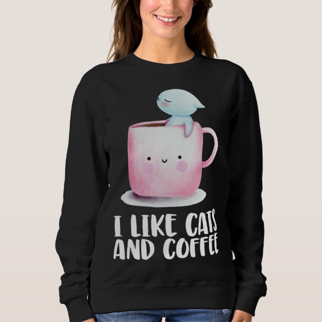 Camiseta Coffee and cats  Cat mug  Chilling cat (Frente)