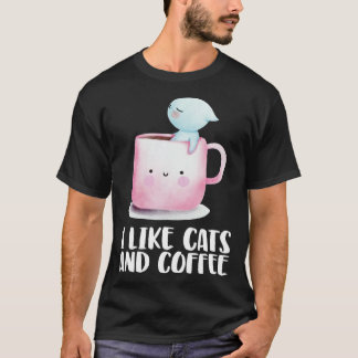 Camiseta Coffee and cats  Cat mug  Chilling cat