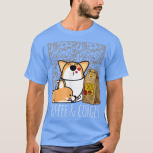 Camiseta Coffee and Corgis Pembroke Welsh Corgi Dog Coffee