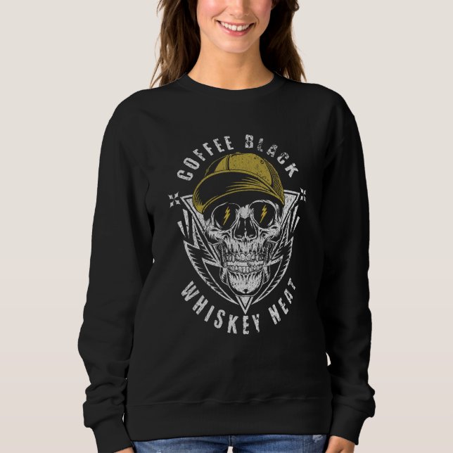 Camiseta Coffee Black Whiskey Neat for Whiskey & Skull Fan (Frente)