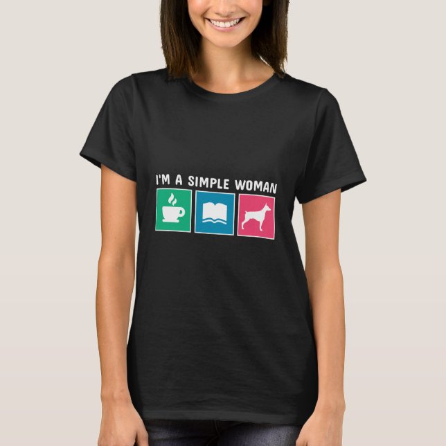 Camiseta Coffee Books And Doberman (Frente)