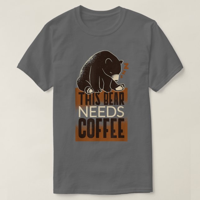 Camiseta coffee caffeine bear animal oversleep lack of ener (Frente do Design)