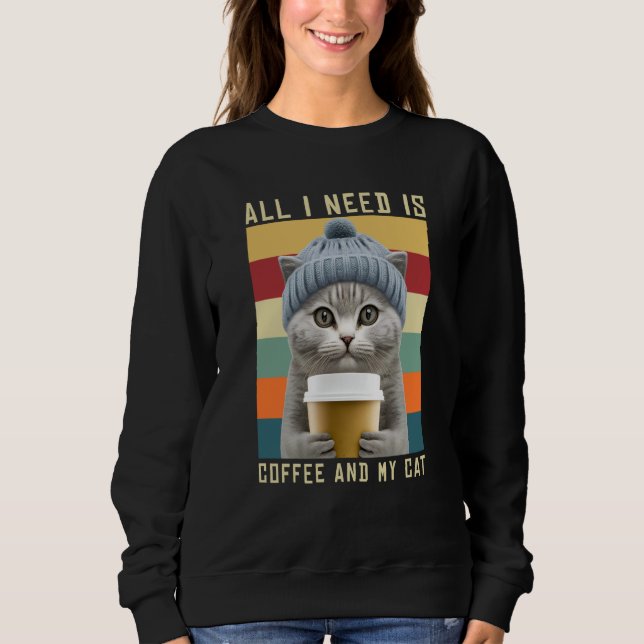 Camiseta Coffee Cats All I Need Is Coffee And My Cat Outfit (Frente)