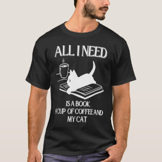 Camiseta Coffee Cats and Book All I Need