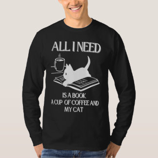 Camiseta Coffee Cats and Book All I Need