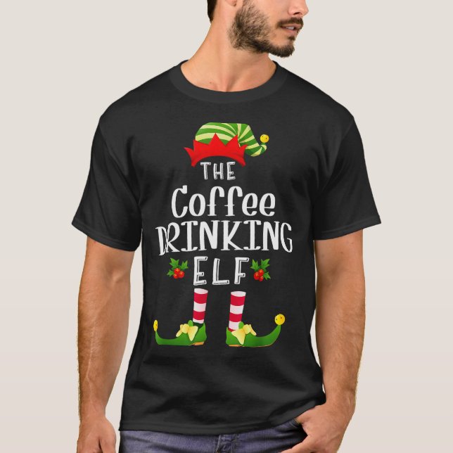 Camiseta Coffee Drinking Christmas Elf Matching Pajama X-ma (Frente)