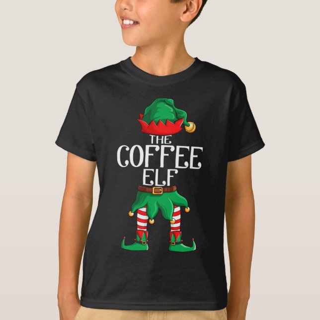 Camiseta COFFEE ELF Coincidindo com o presente da família d (Frente)