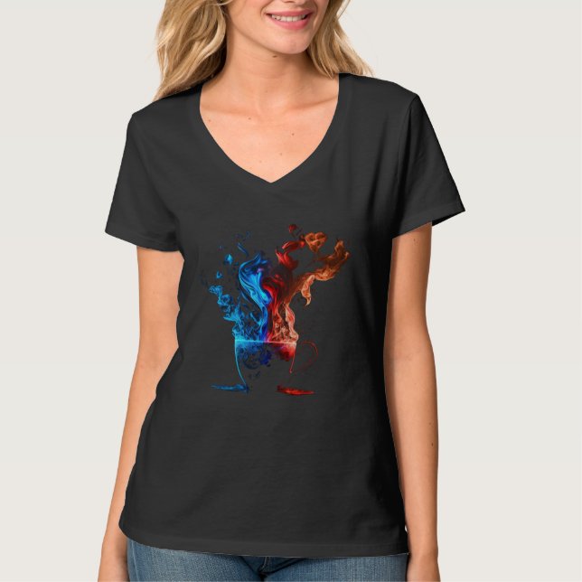 Camiseta Coffee Flames Frahling  Coffee Cup Cafe (Frente)