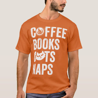 Camiseta Coffee Livros Gatos Naps