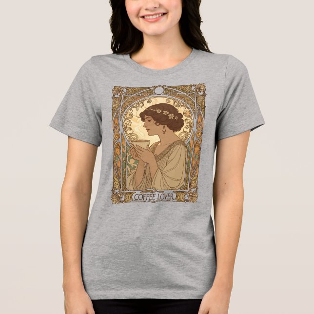 Camiseta Coffee Lover And Nature Art Nouveau Illustration  (Frente)