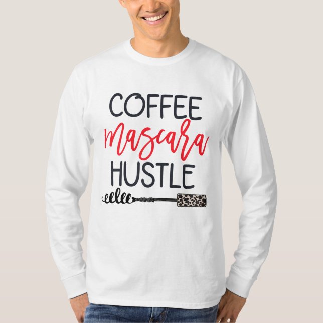 Camiseta Coffee Mascara Hustle Leopard Cute Makeup Coffee (Frente)