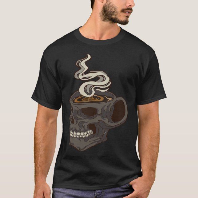 Camiseta Coffee Mug with Skull Skeleton (Frente)