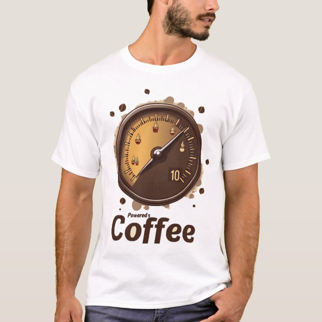 Camiseta Coffee Powered | Vintage Fuel Gauge Caffeine Energ (Frente)